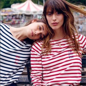 Madewell et Sézane red striped sweater